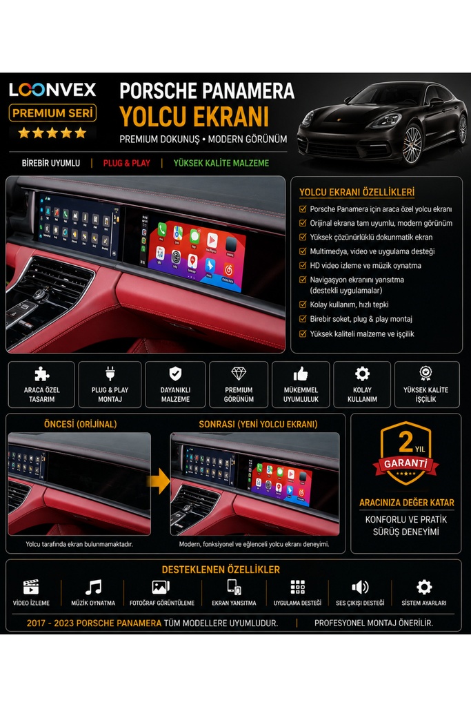 [LNV-POR-MM-0001] Premium Porsche Panamera 2017-2023 Yolcu Ekranı – Araca Özel