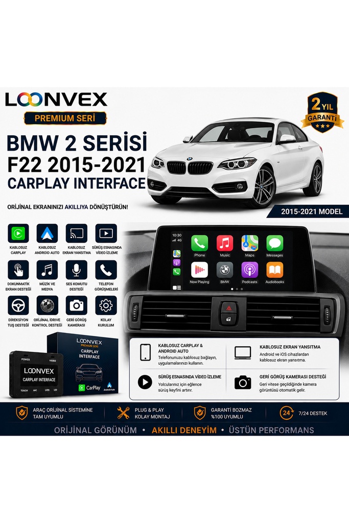 [LNV-CPI-0014] Premium BMW 2 Serisi F22 2015-2021 CarPlay Interface – Kablosuz CarPlay & Android Auto