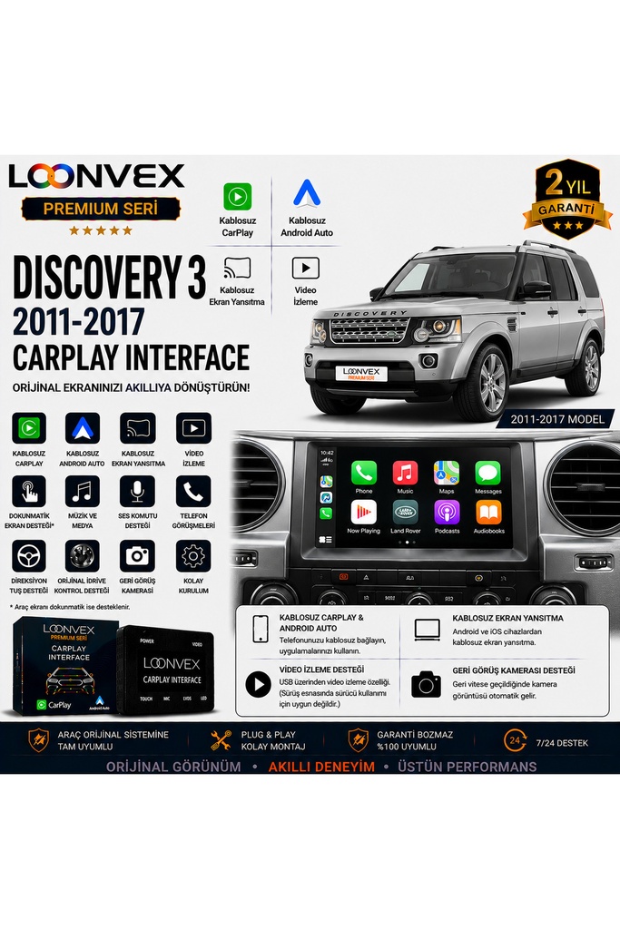 [LNV-CPI-0050] Premium Discovery 3 2011-2017 CarPlay Interface – Kablosuz CarPlay & Android Auto