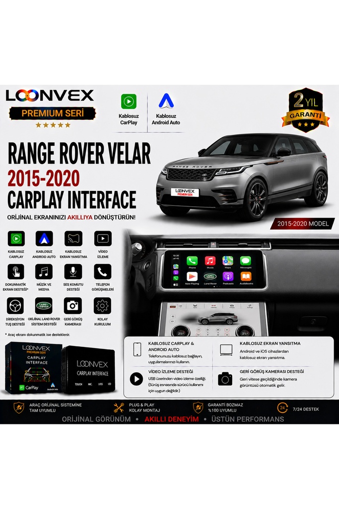 [LNV-CPI-0071] Premium Range Rover Velar 2015-2020 CarPlay Interface – Kablosuz CarPlay & Android Auto