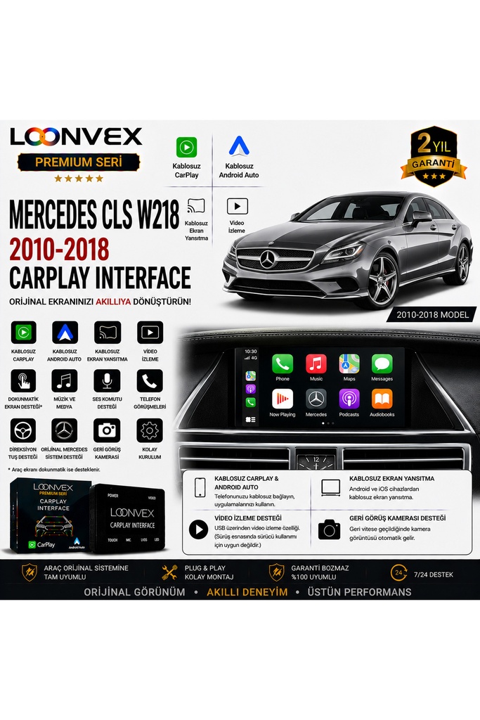 [LNV-CPI-0057] Premium Mercedes CLS W218 2010-2018 CarPlay Interface – Kablosuz CarPlay & Android Auto