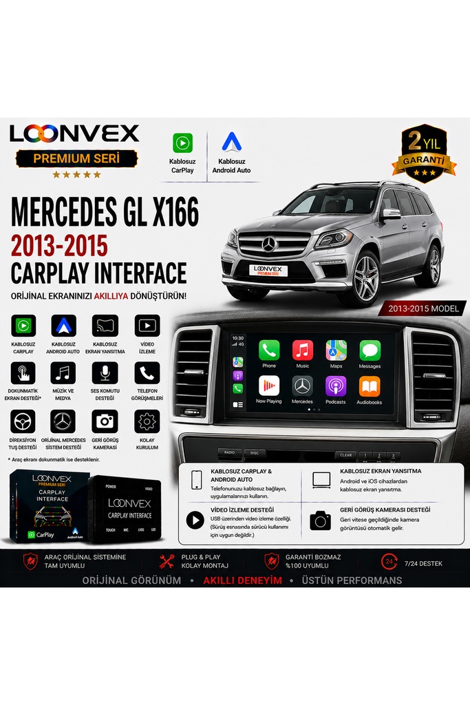 [LNV-CPI-0059] Premium Mercedes GLC W253 2017-2019 CarPlay Interface – Kablosuz CarPlay & Android Auto