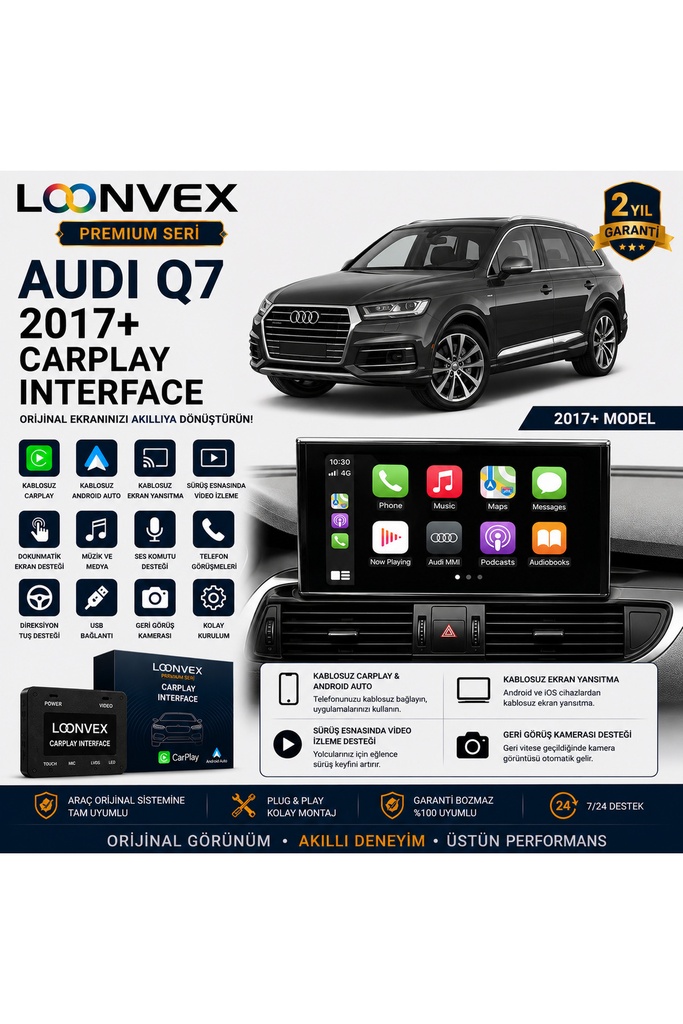 [LNV-CPI-0009] Premium Audi Q7 2017+ CarPlay Interface – Kablosuz CarPlay & Android Auto