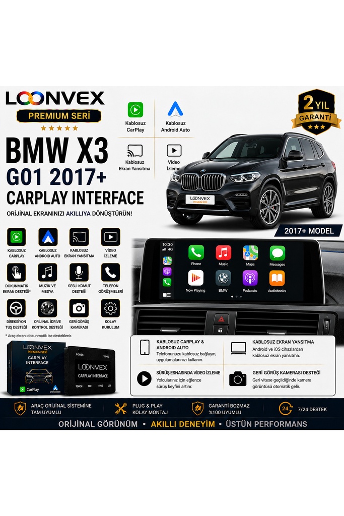 [LNV-CPI-0041] Premium BMW X3 G01 2017+ CarPlay Interface – Kablosuz CarPlay & Android Auto