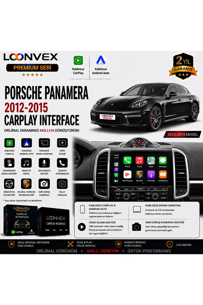 [LNV-CPI-0069] Premium Porsche Panamera 2012-2015 CarPlay Interface – Kablosuz CarPlay & Android Auto