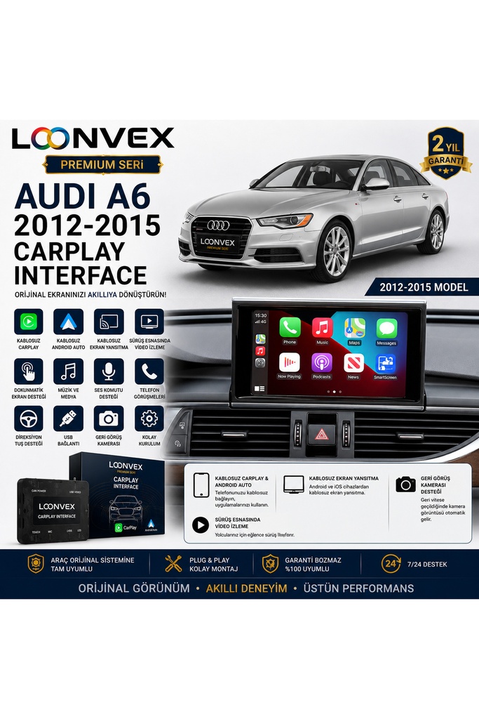 [LNV-CPI-0004] Premium Audi A6 2012-2015 CarPlay Interface – Kablosuz CarPlay & Android Auto