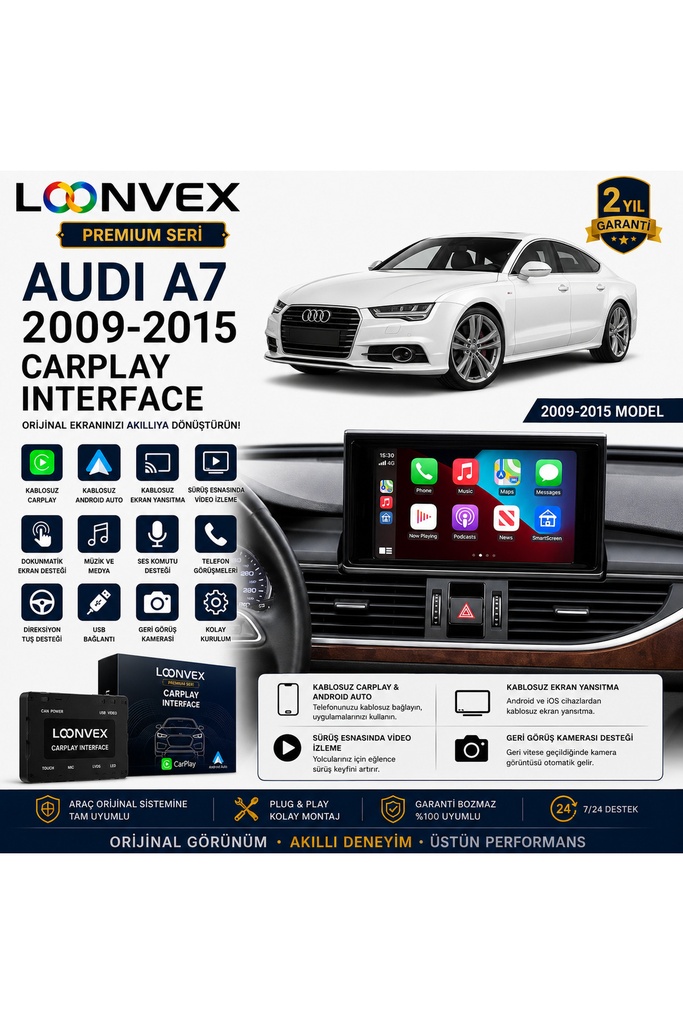 [LNV-CPI-0005] Premium Audi A7 2009-2015 CarPlay Interface – Kablosuz CarPlay & Android Auto