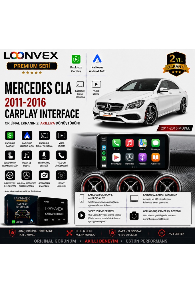 [LNV-CPI-0056] Premium Mercedes CLA 2011-2016 CarPlay Interface – Kablosuz CarPlay & Android Auto
