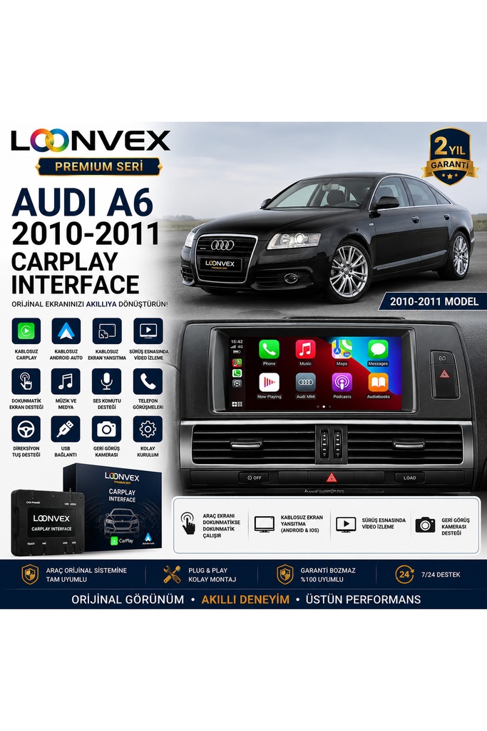 [LNV-CPI-0003] Premium Audi A6 2010-2011 CarPlay Interface – Kablosuz CarPlay & Android Auto