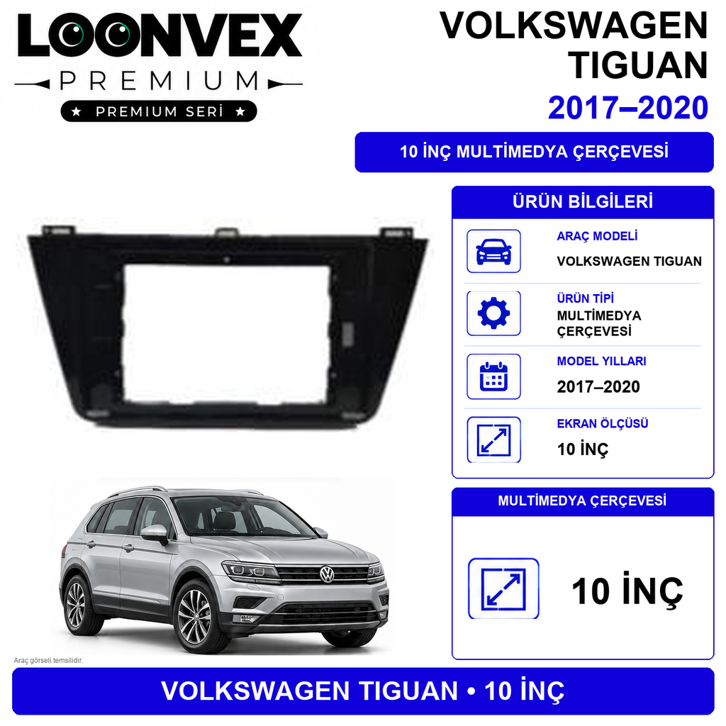 LOONVEX Premium Volkswagen Tiguan 2017-2018 10" Multimedya Çerçeve Kiti