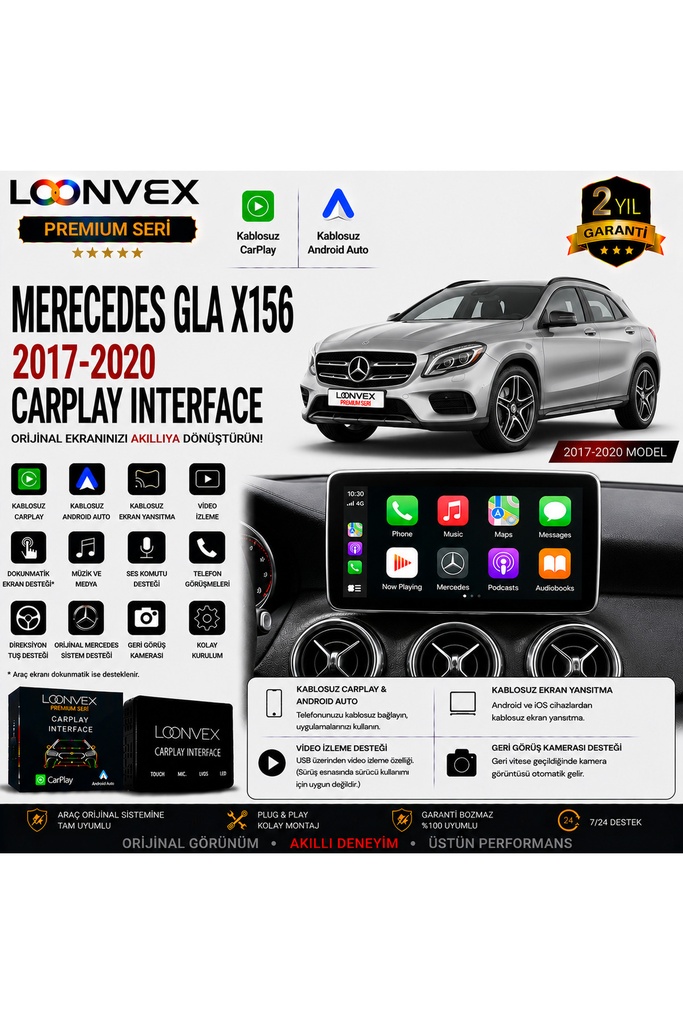 [LNV-CPI-0066] Premium Mercedes GLA X156 2017-2020 CarPlay Interface – Kablosuz CarPlay & Android Auto