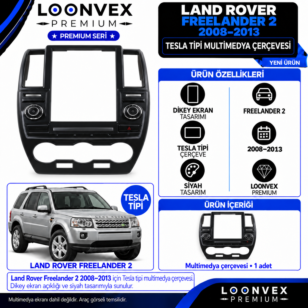 [LNV-CER-0347] LOONVEX Premium JEEP LANDROVER FREELANDER 2 TESLA 2008-2013 Multimedya Çerçevesi