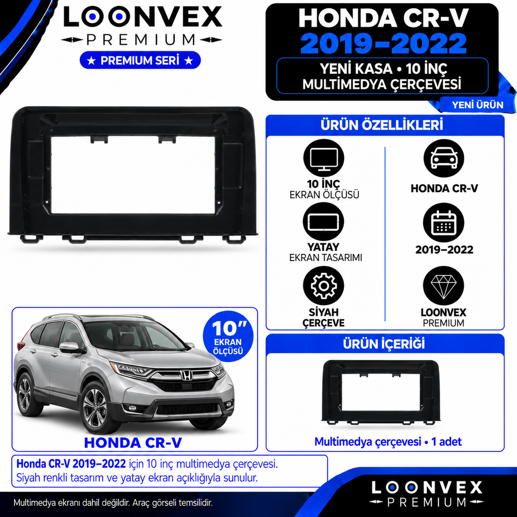 [LNV-CER-0368] LOONVEX Premium HONDA CRV EN YENİ 10"İNÇ 2019/2022 Multimedya Çerçevesi