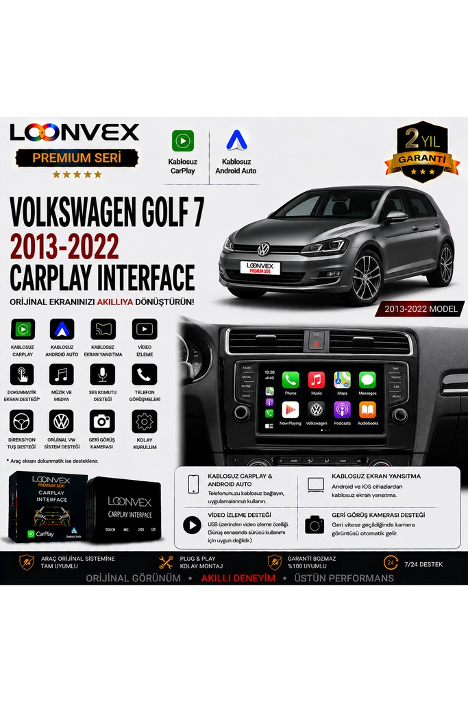 [LNV-CPI-0072] Premium Volkswagen Golf 7 2013-2022 CarPlay Interface – Kablosuz CarPlay & Android Auto