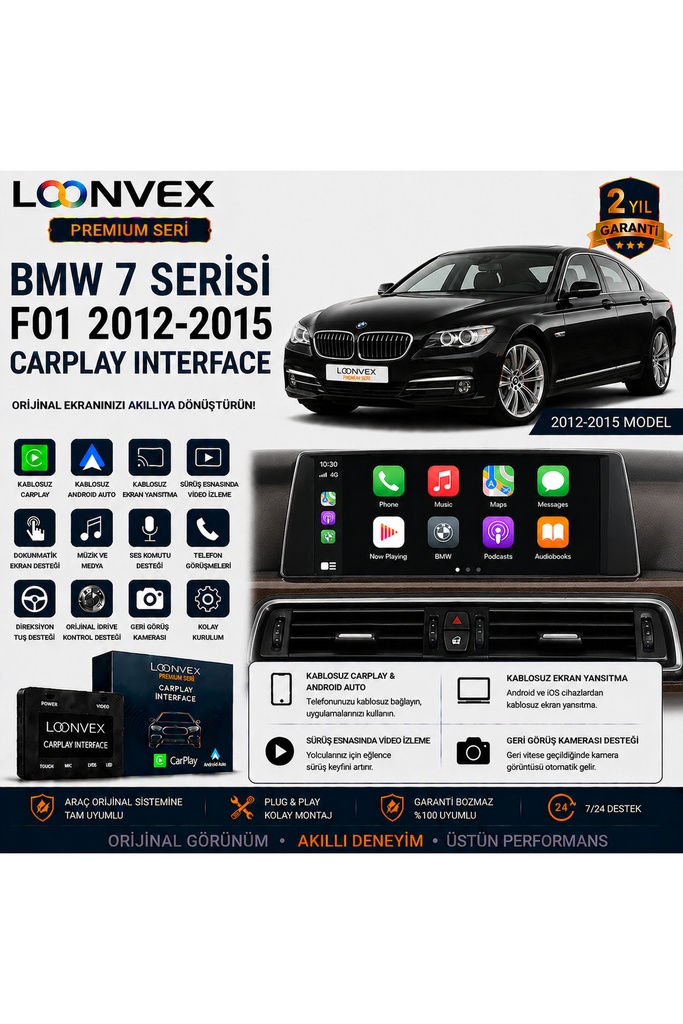 [LNV-CPI-0029] Premium BMW 7 Serisi F01 2012-2015 CarPlay Interface – Kablosuz CarPlay & Android Auto