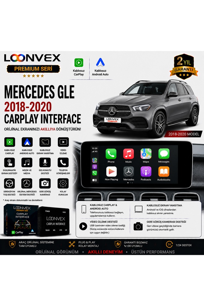 [LNV-CPI-0061] Premium Mercedes GLE 2018-2020 CarPlay Interface – Kablosuz CarPlay & Android Auto