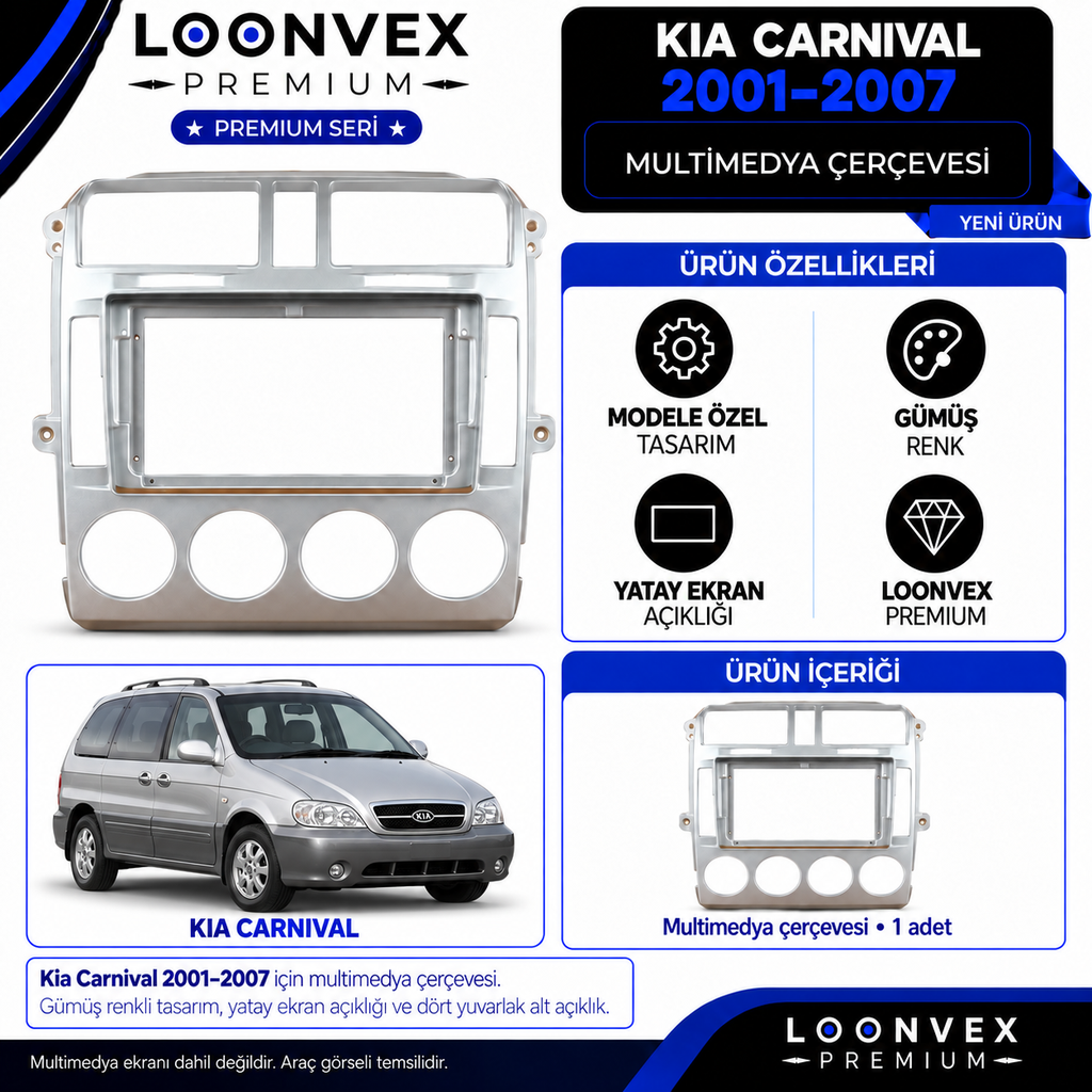 LOONVEX Premium KİA CARNİVAL 2001-2007 Multimedya Çerçevesi