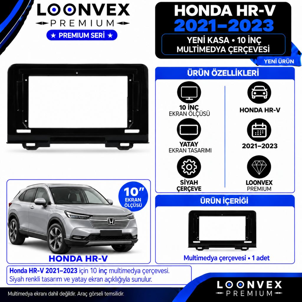 LOONVEX Premium HONDA HRV 2021-2023 10 İNCH Multimedya Çerçevesi