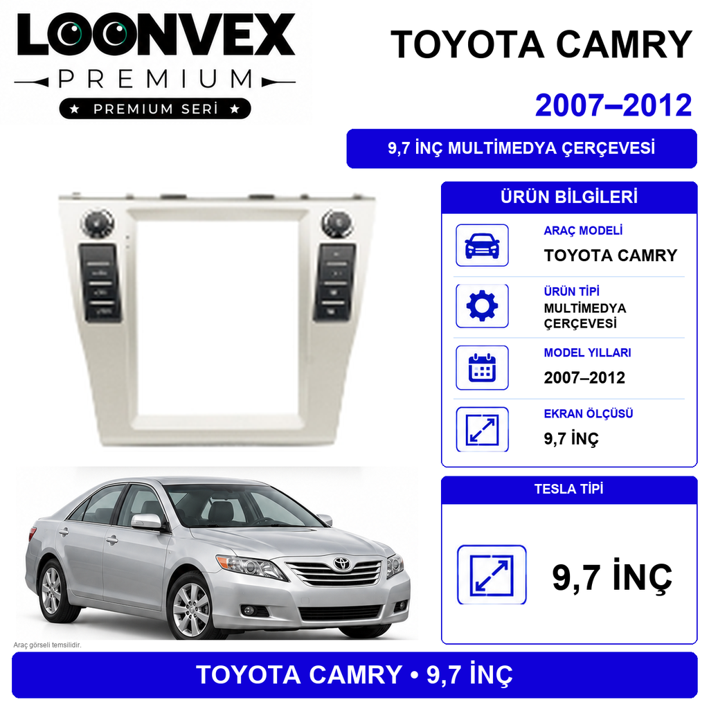 LOONVEX Premium TOYOTA CAMRY TESLA 2007-2012 Multimedya Çerçevesi