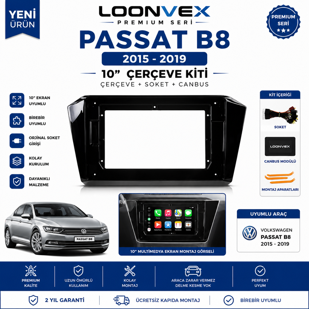 LOONVEX Premium Volkswagen Polo 2004-2010 9" Multimedya Çerçeve Kiti