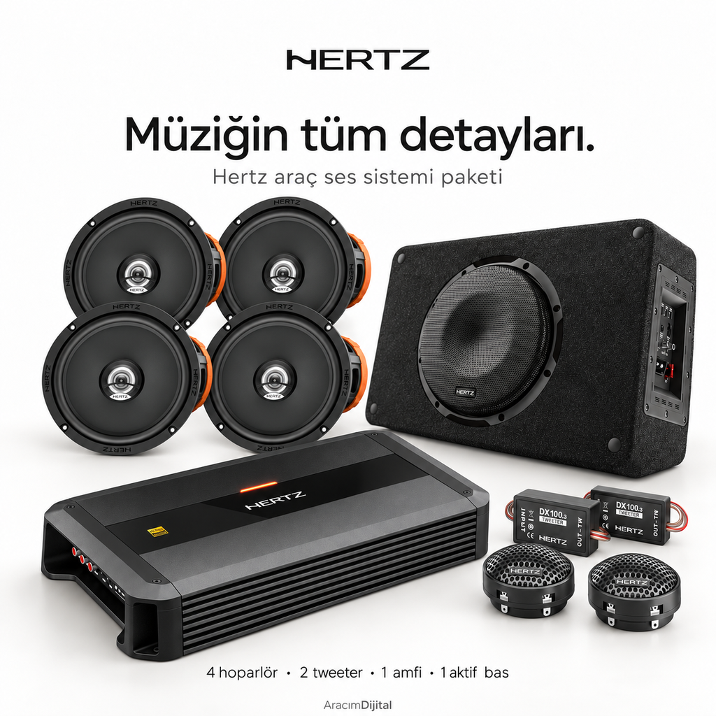 [LNV-SES-HERTZ-001] Hertz Araç Ses Sistemi Paketi — Montaj Dahil