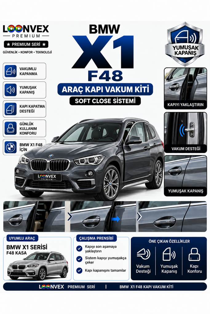 [LNV-VK-0010] LOONVEX BMW X1 F48 Araç Kapı Vakum Kiti – Soft Close