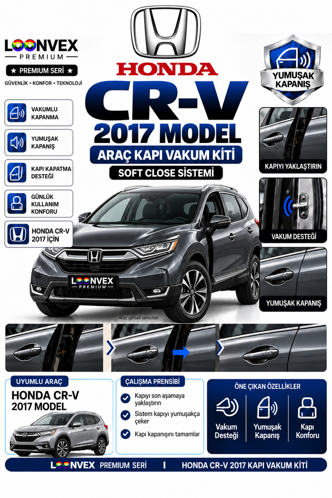 [LNV-VK-0016] LOONVEX Honda CR-V 2017 Model Araç Kapı Vakum Kiti – Soft Close