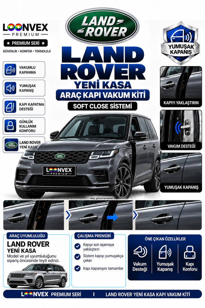 [LNV-VK-0020] LOONVEX Land Rover Serisi Yeni Kasa Araç Kapı Vakum Kiti – Soft Close