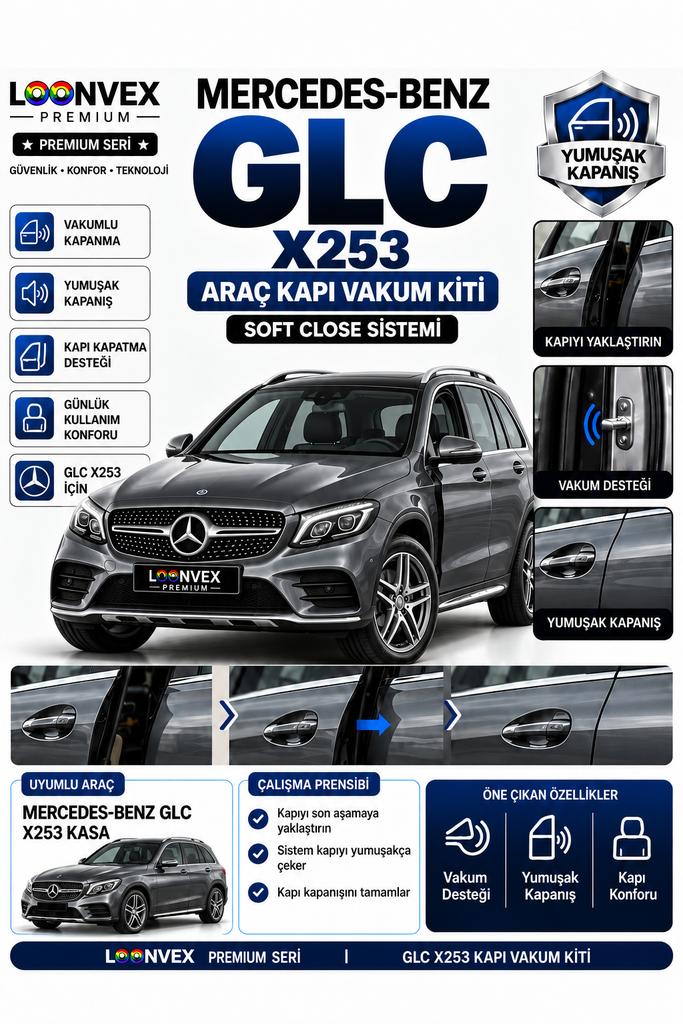 LOONVEX Mercedes-Benz GLC X253 Araç Kapı Vakum Kiti – Soft Close