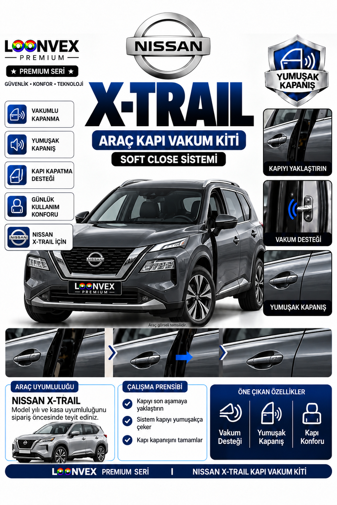 LOONVEX Nissan X-Trail Araç Kapı Vakum Kiti – Soft Close