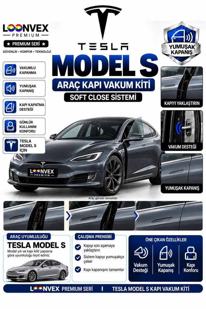 LOONVEX Tesla Model S Araç Kapı Vakum Kiti – Soft Close