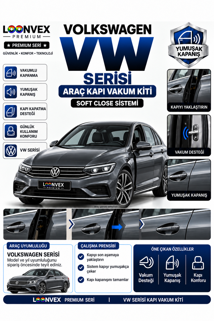 [LNV-VK-0034] LOONVEX Volkswagen VW Serisi Araç Kapı Vakum Kiti – Soft Close