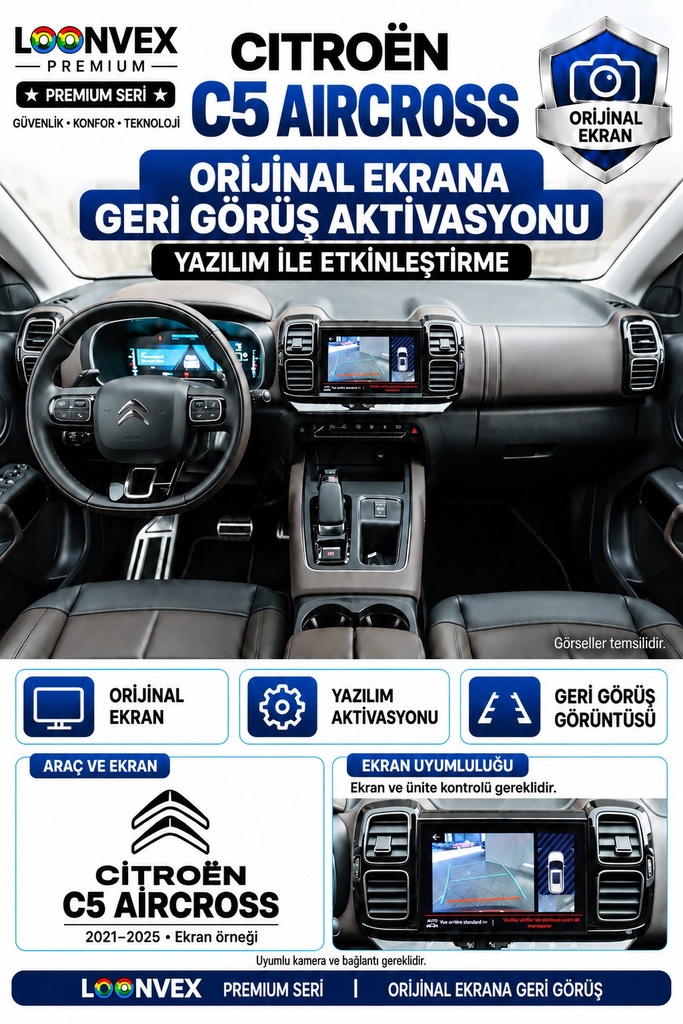 [LNV-OGK-0006] LOONVEX Citroën C5 Aircross Orijinal Ekrana Geri Görüş Aktivasyonu