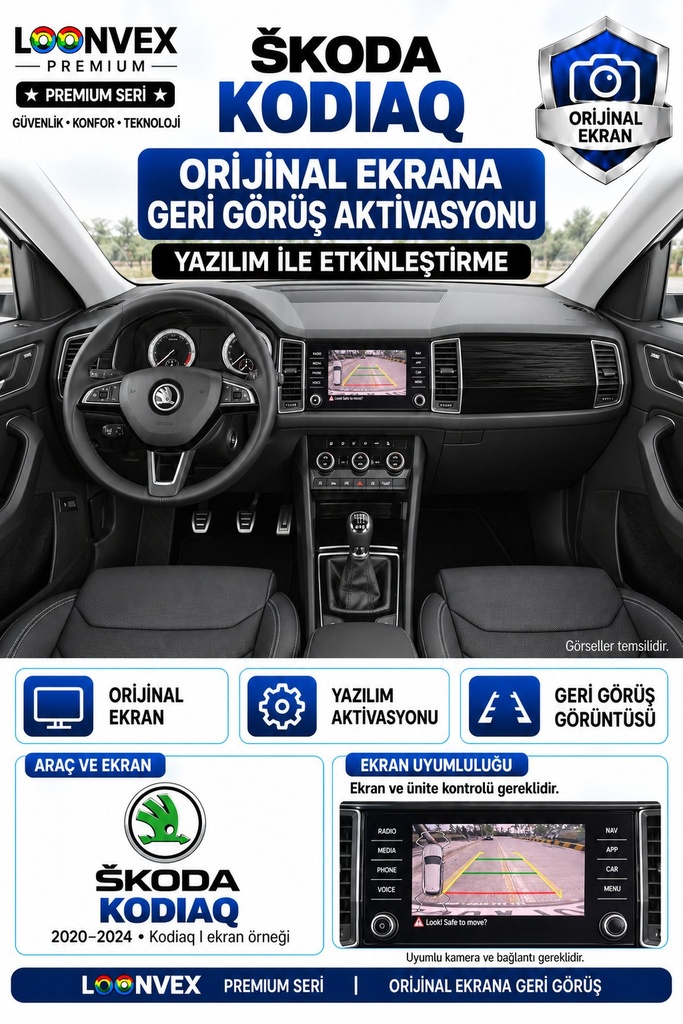 LOONVEX Škoda Kodiaq Orijinal Ekrana Geri Görüş Aktivasyonu