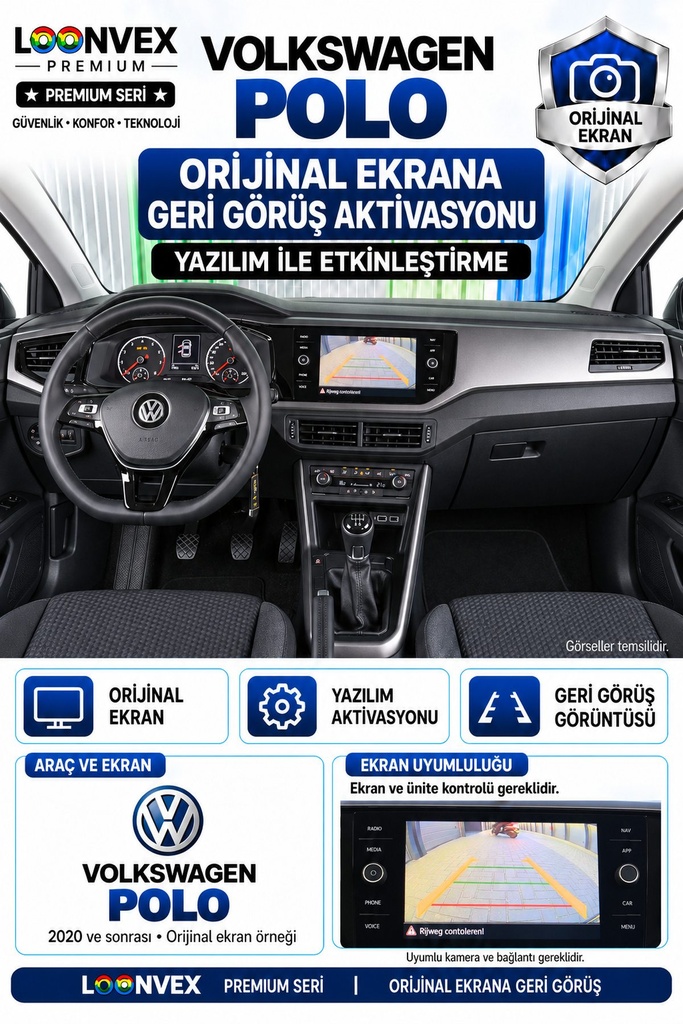 LOONVEX Volkswagen Polo Orijinal Ekrana Geri Görüş Aktivasyonu