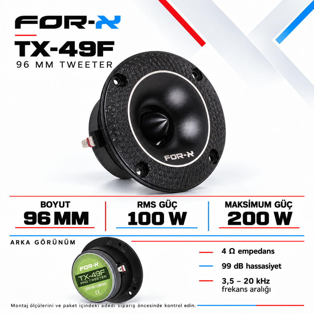[LNV-FX-TX-49F] For-X TX-49F 96 mm 100 W RMS Tweeter
