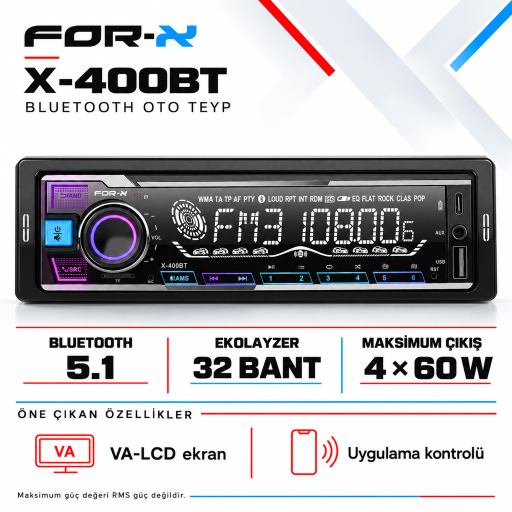 [LNV-FX-X-400BT] For-X X-400BT Bluetooth Oto Teyp