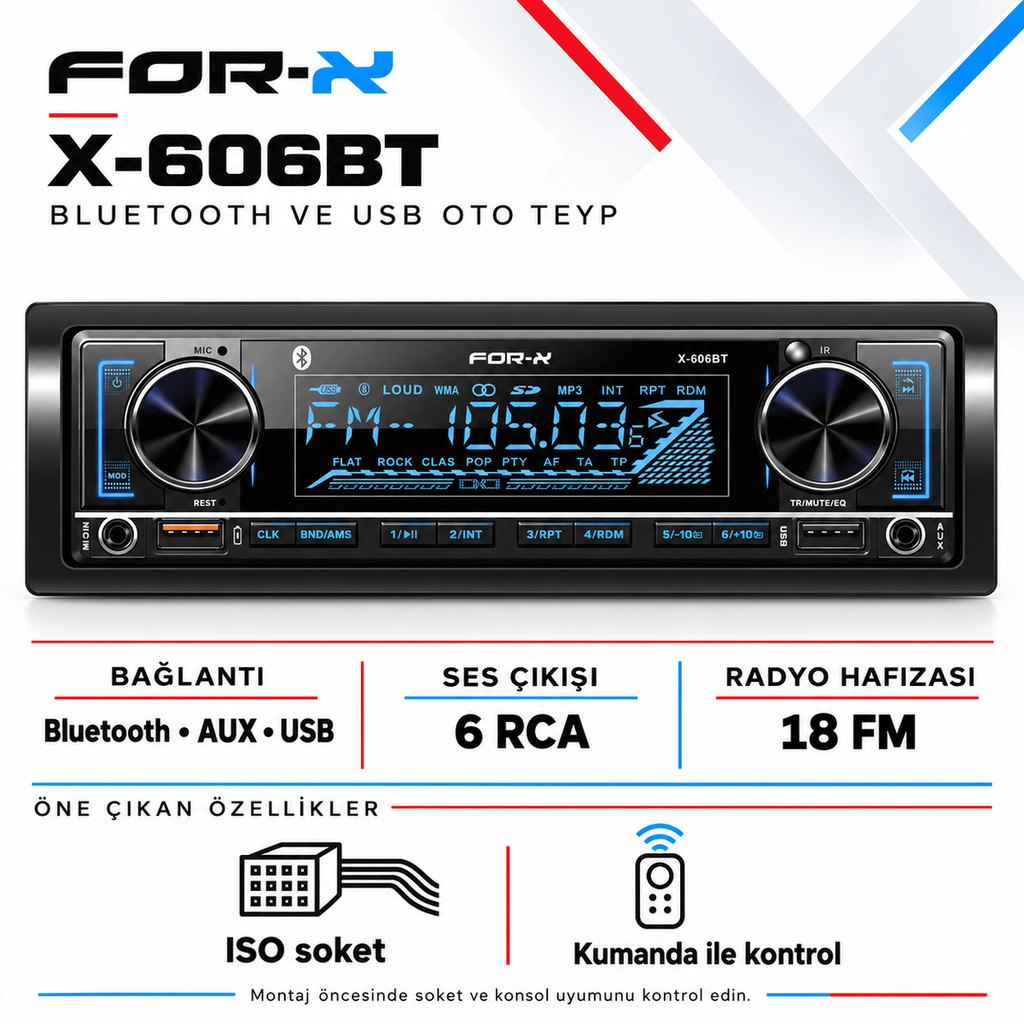 [LNV-FX-X-606BT] For-X X-606BT Bluetooth ve USB Oto Teyp