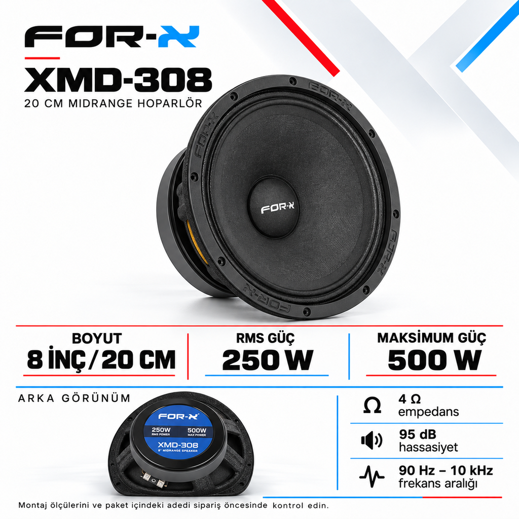 [LNV-FX-XMD-308] For-X XMD-308 20 cm 250 W RMS Midrange Hoparlör