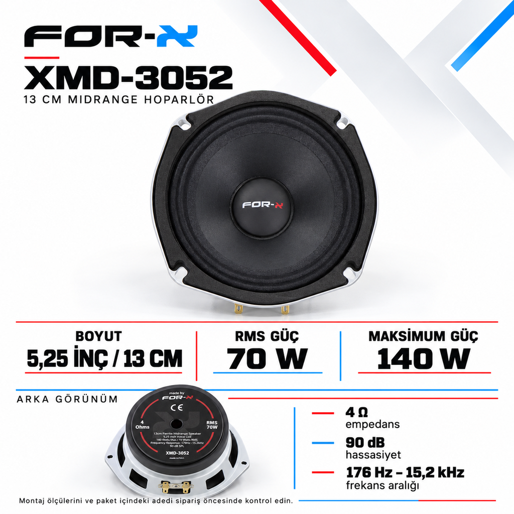 [LNV-FX-XMD-3052] For-X XMD-3052 13 cm 70 W RMS Midrange Hoparlör