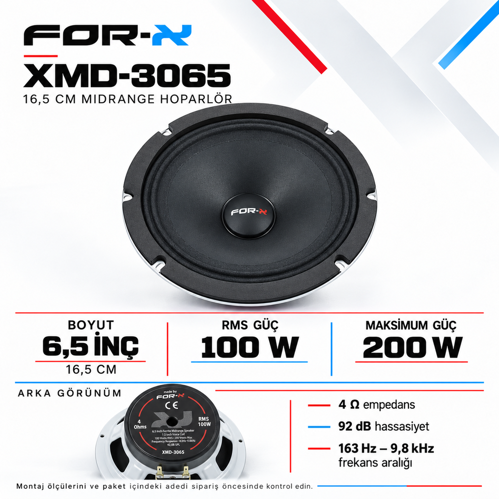 [LNV-FX-XMD-3065] For-X XMD-3065 16,5 cm 100 W RMS Midrange Hoparlör