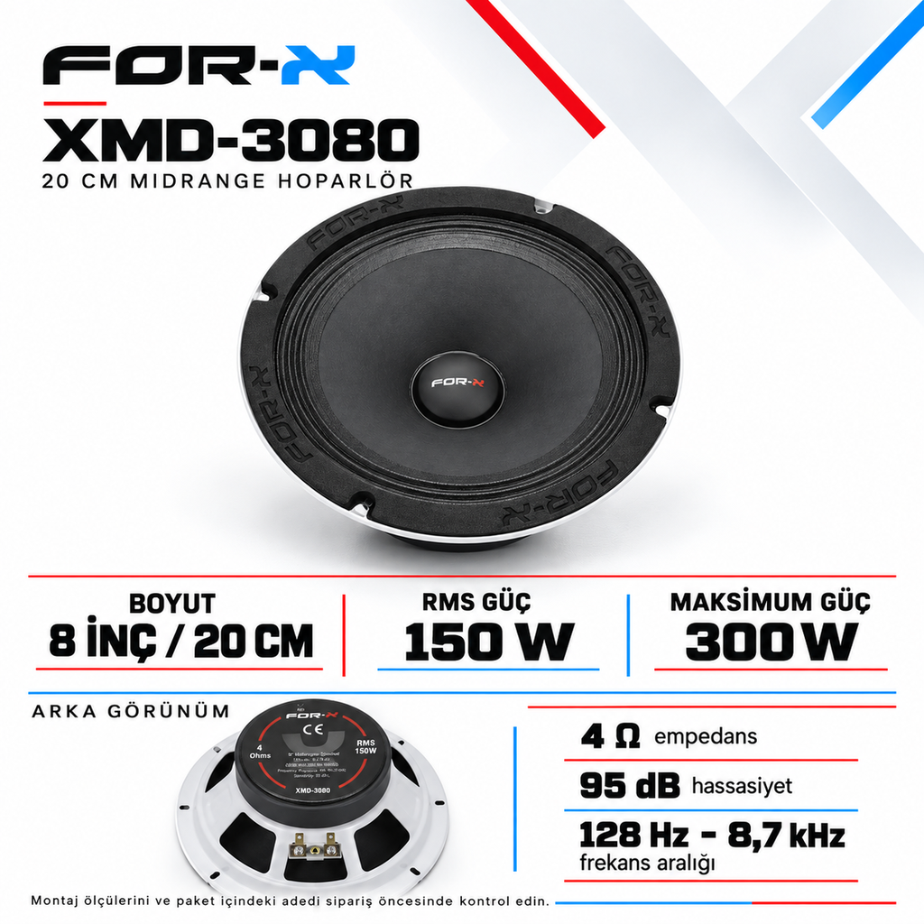 [LNV-FX-XMD-3080] For-X XMD-3080 20 cm 150 W RMS Midrange Hoparlör