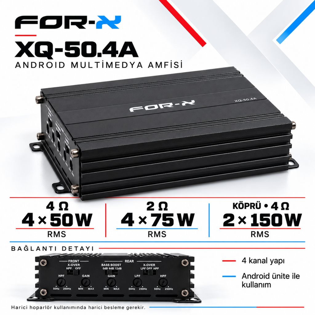 [LNV-FX-XQ-50.4A] For-X XQ-50.4A 4 Kanal Android Multimedya Amfisi