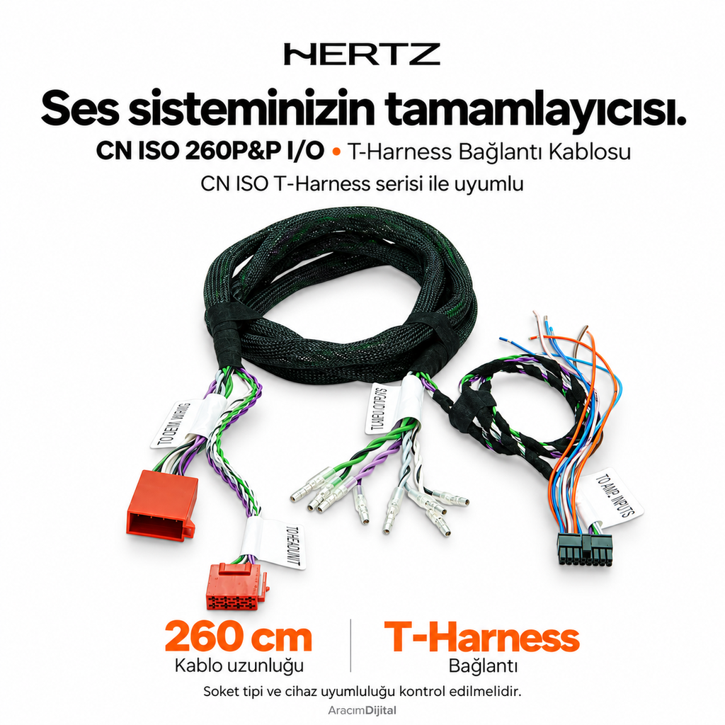 [LNV-HZ-CN-ISO-260P-P-I-O] Hertz CN ISO 260P&P I/O T-Harness Bağlantı Kablosu