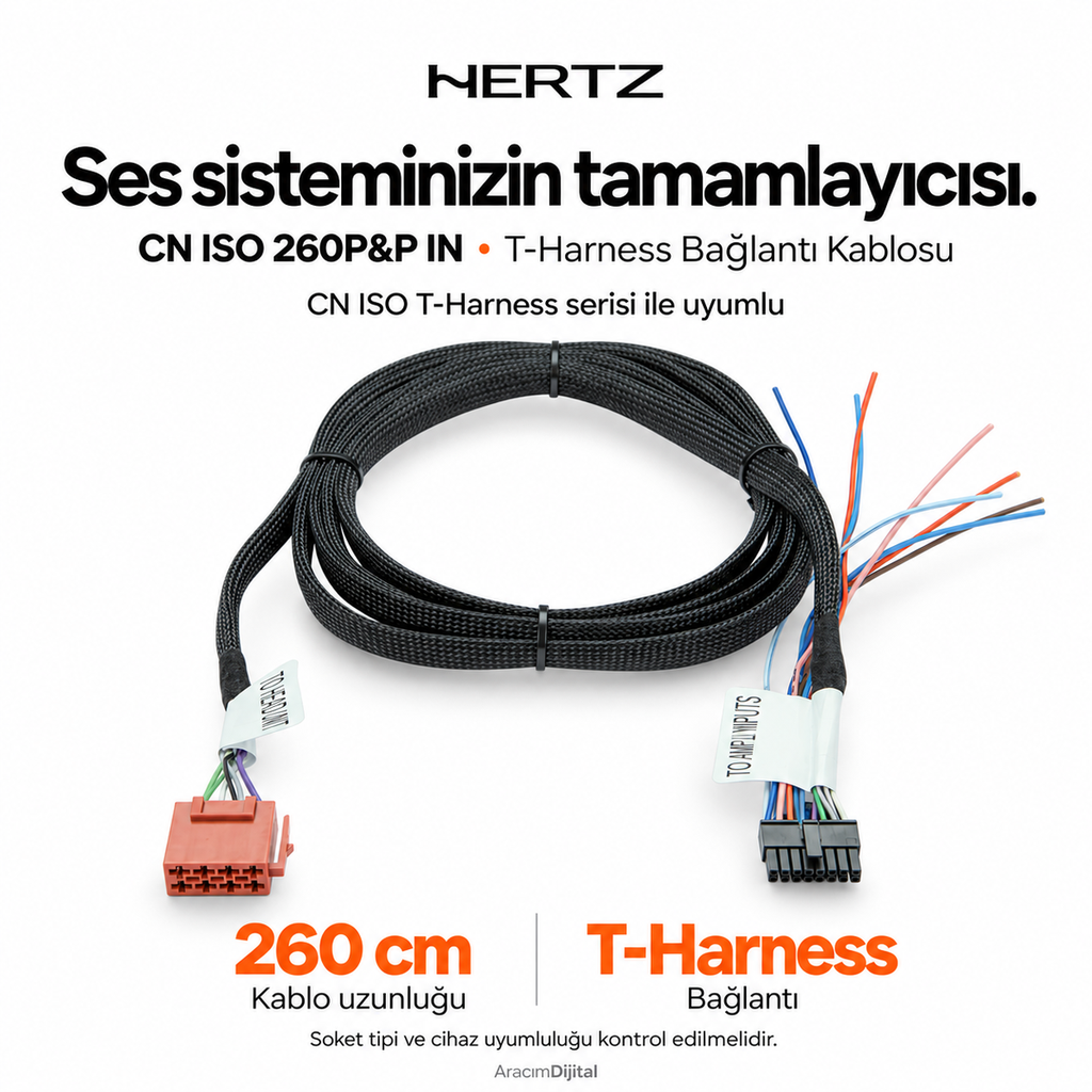 [LNV-HZ-CN-ISO-260P-P-IN] Hertz CN ISO 260P&P IN T-Harness Bağlantı Kablosu