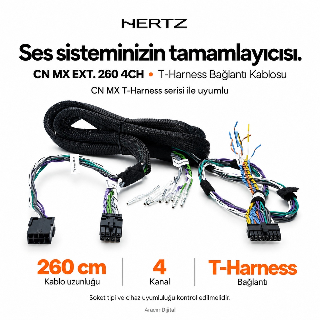 [LNV-HZ-CN-MX-EXT.-260-4CH] Hertz CN MX EXT. 260 4CH T-Harness Bağlantı Kablosu