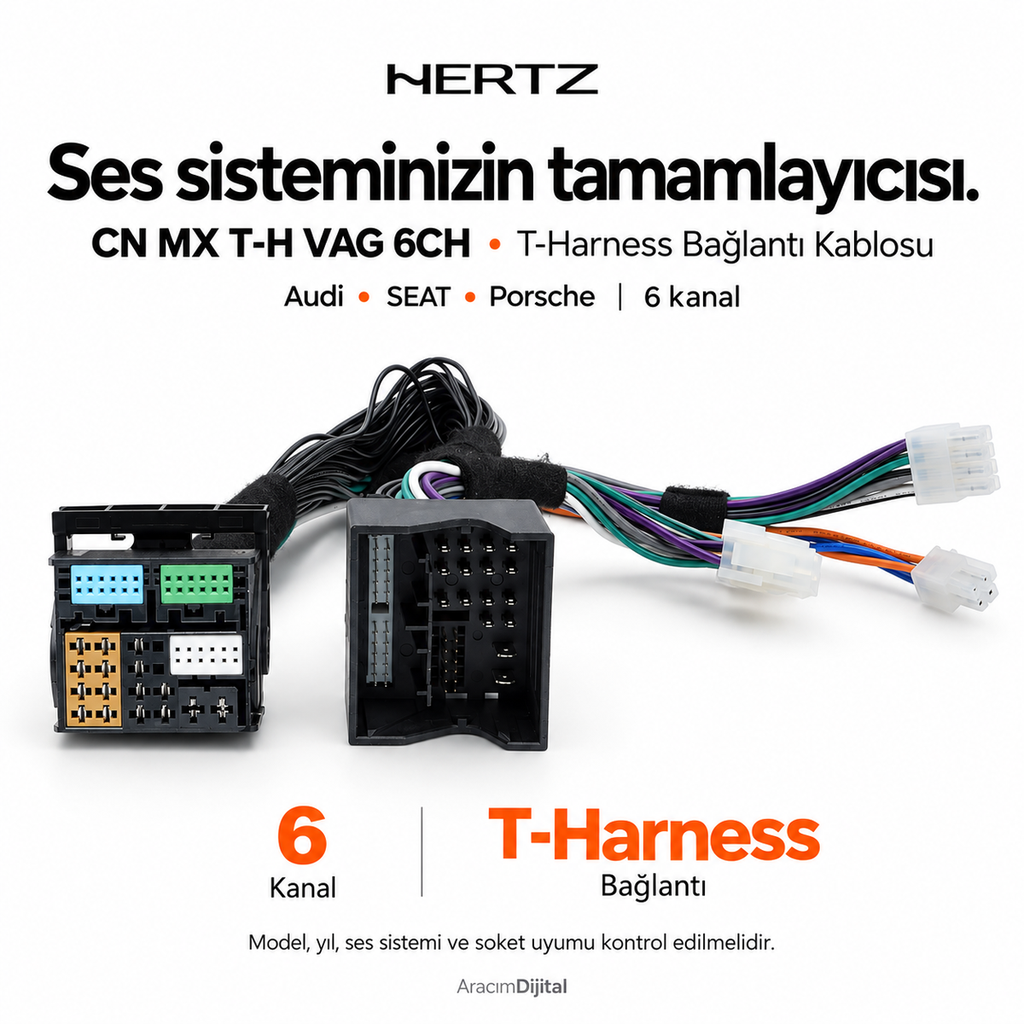 [LNV-HZ-CN-MX-T-H-VAG-6CH] Hertz CN MX T-H VAG 6CH T-Harness Bağlantı Kablosu