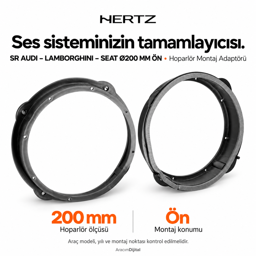 [LNV-HZ-SR-AUDI-LAMBORGHINI-SEAT-200-MM-FRONT] Hertz SR AUDI – LAMBORGHINI – SEAT Ø200 MM FRONT Hoparlör Montaj Adaptörü