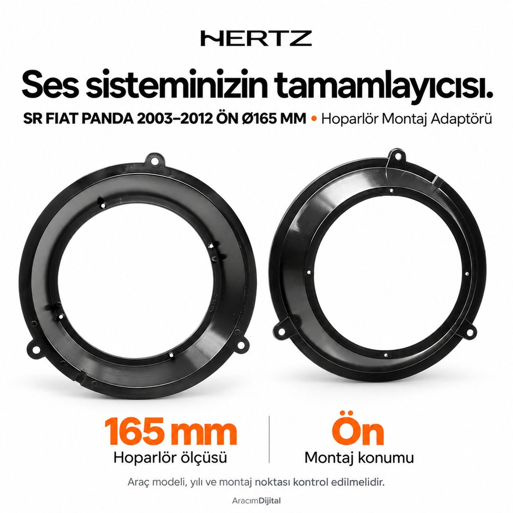 [LNV-HZ-SR-FIAT-PANDA-2003--2012-FRONT-165-MM] Hertz SR FIAT PANDA 2003->2012 FRONT Ø165 MM Hoparlör Montaj Adaptörü