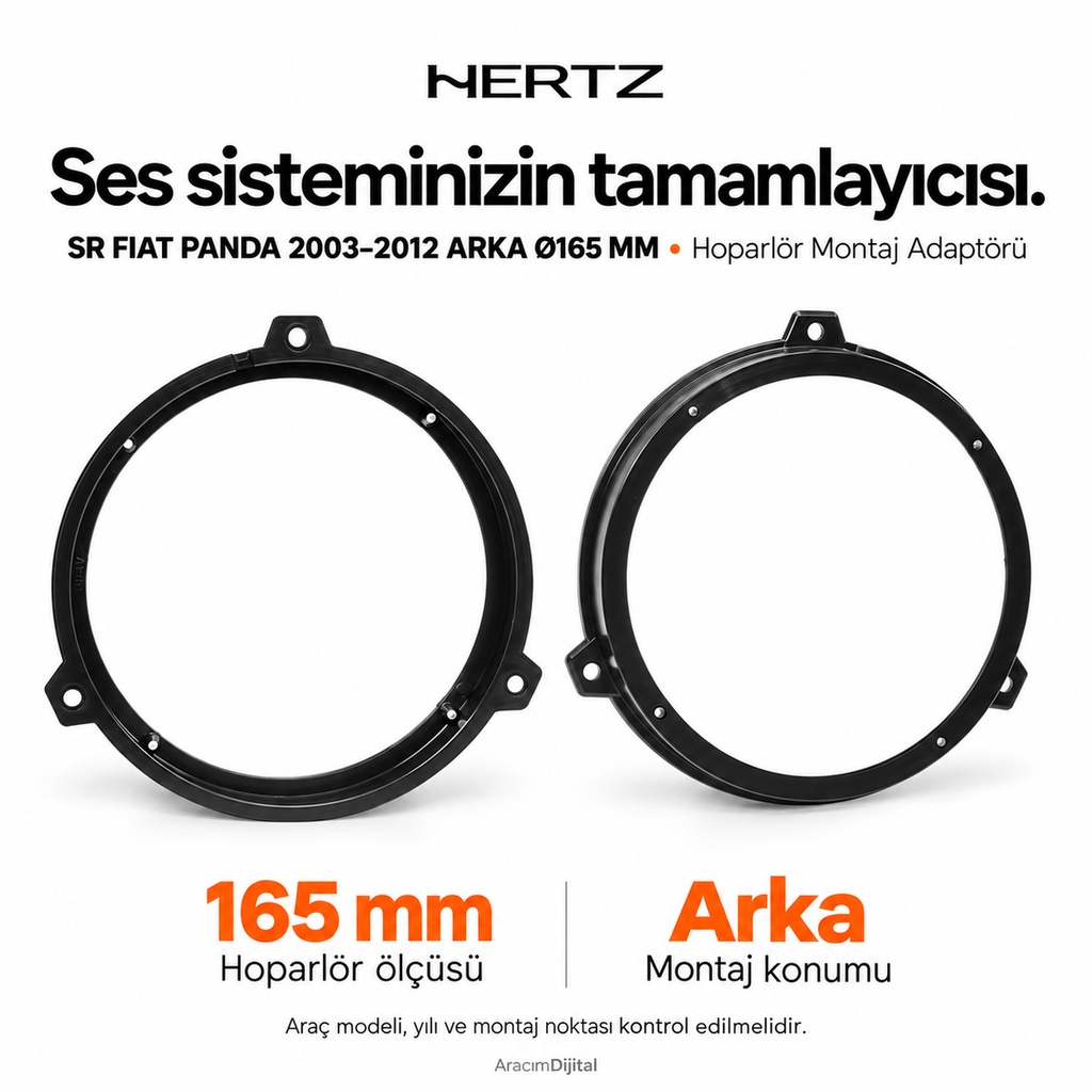 [LNV-HZ-SR-FIAT-PANDA-2003--2012-REAR-165-MM] Hertz SR FIAT PANDA 2003->2012 REAR Ø165 MM Hoparlör Montaj Adaptörü